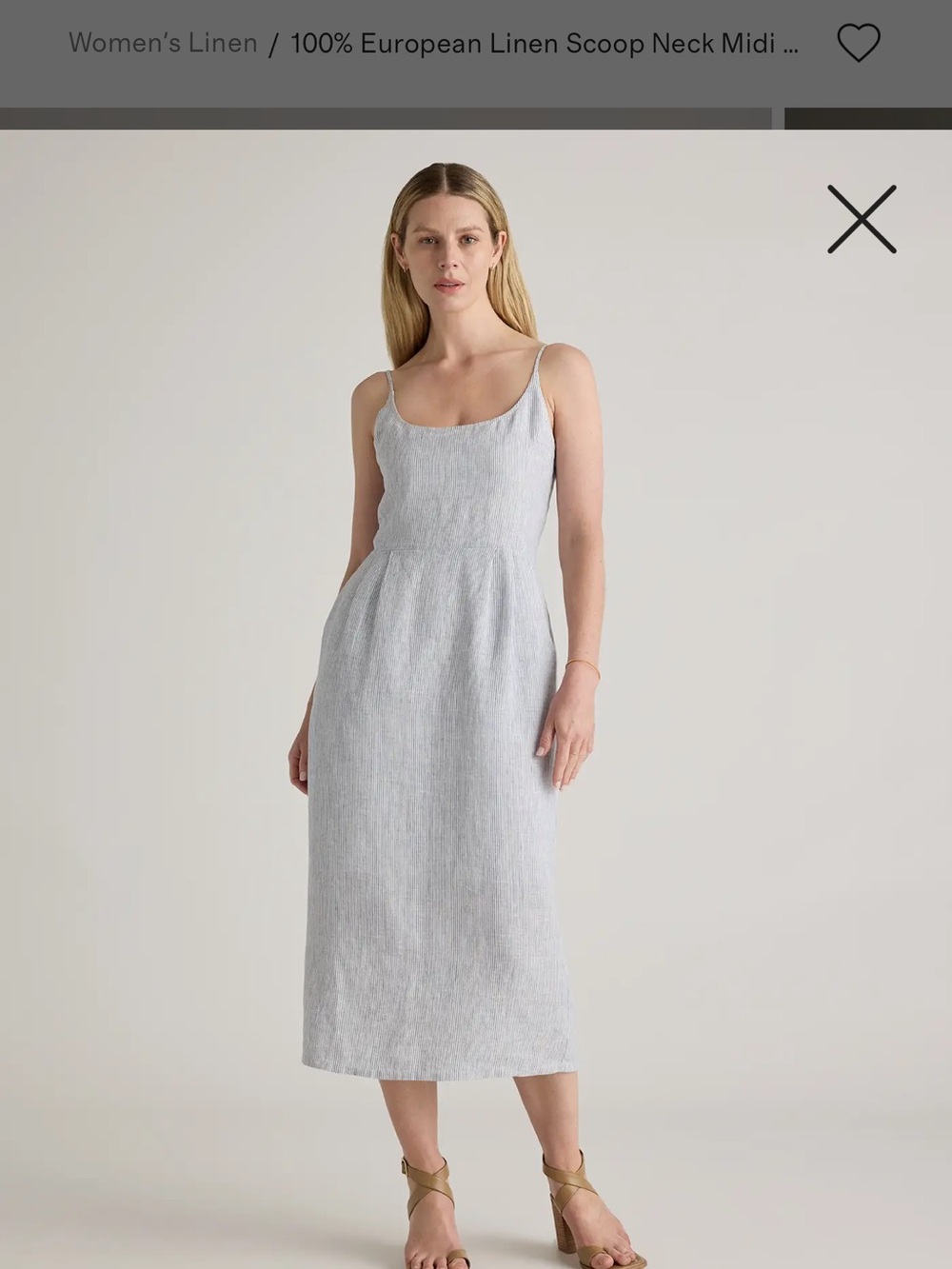 Quince Light Blue Striped Midi Dress